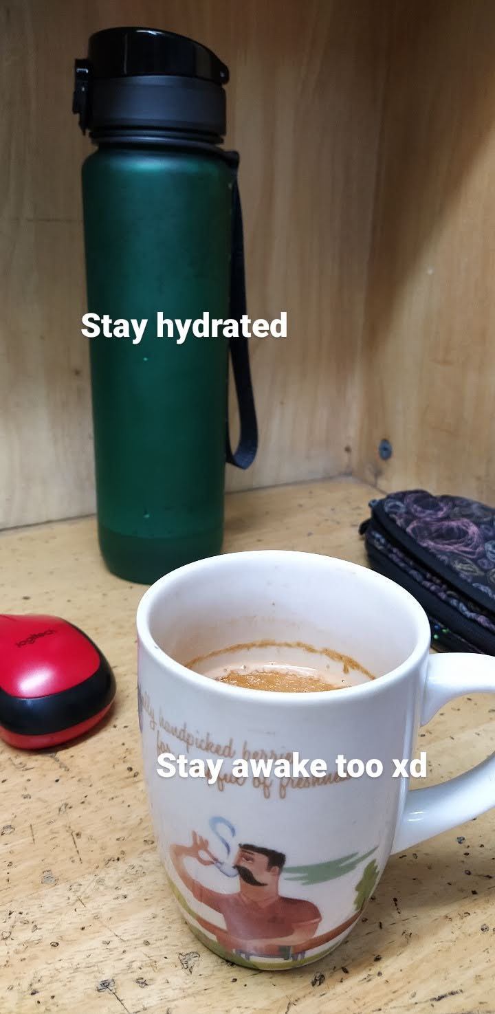 setup with water and chai